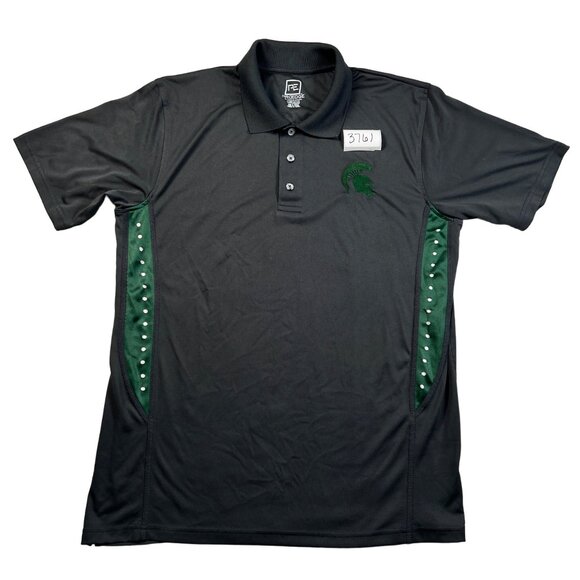 Pro Edge Shirt Men's S/S MICHIGAN STATE SPARTANS Polo Gray Green White Lg - Picture 10 of 10